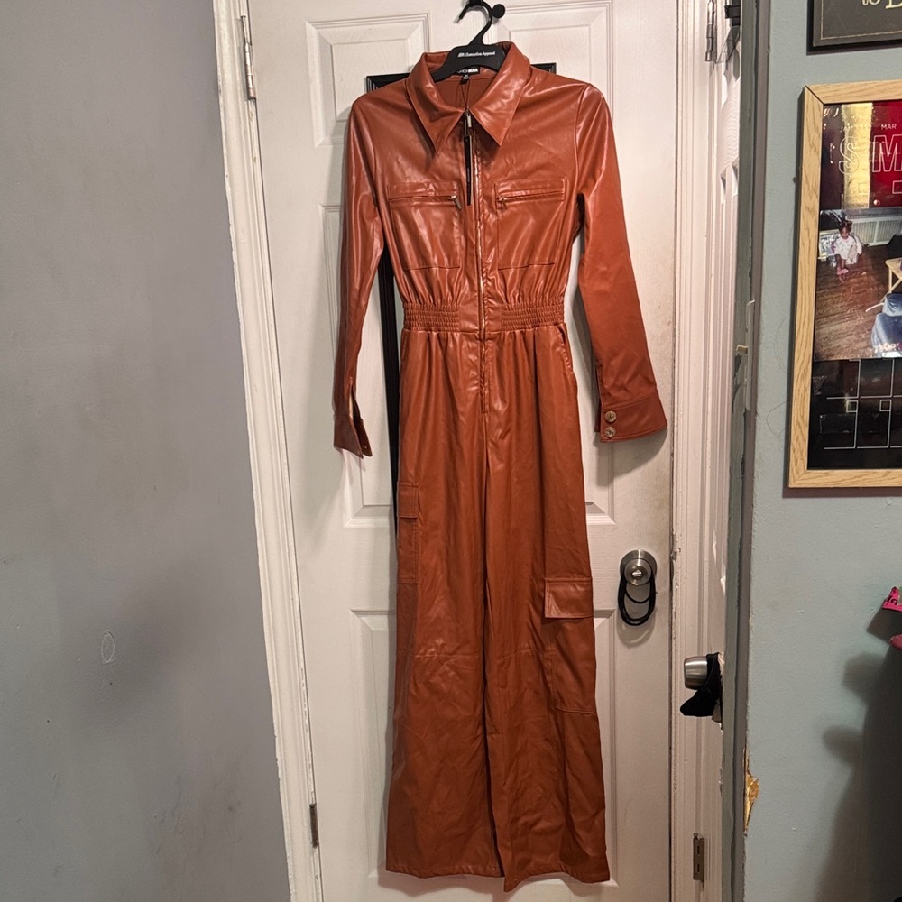 FN Take Command Faux Leather Jumpsuit
